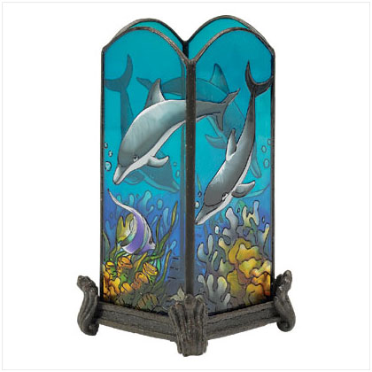 Dolphin Painted Candle Holder